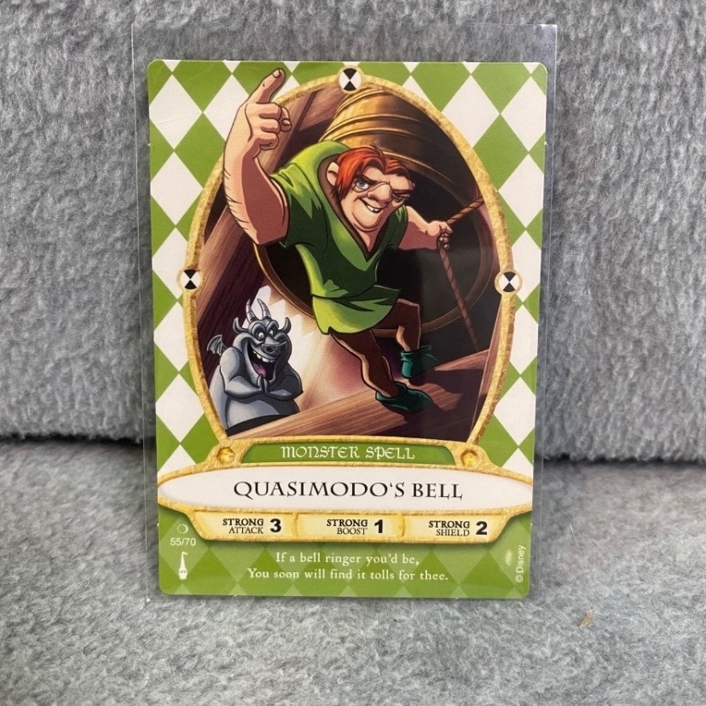 Disney Sorcerers of the Magic Kingdom Card Quasimodo's Bell 55/70 Green EUC